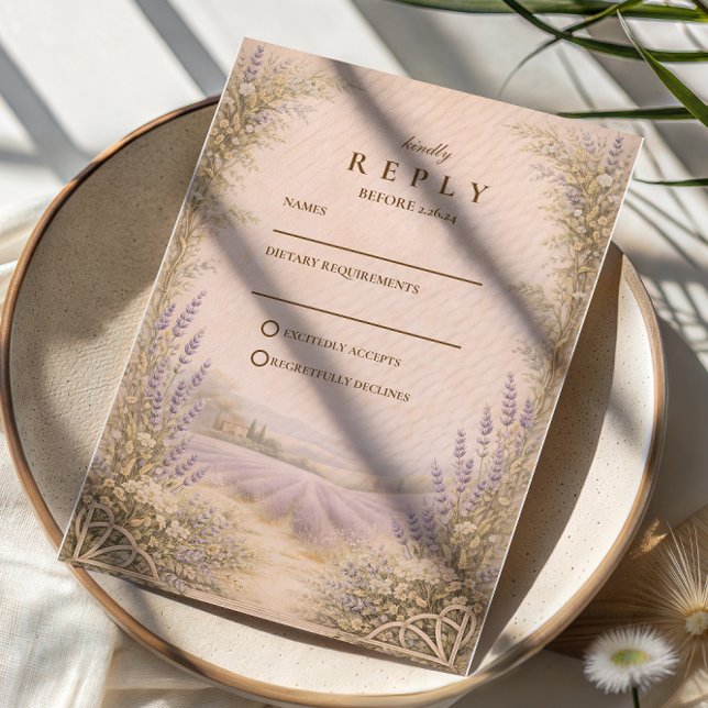 Cartons Réponse Mariage à la Campagne Champ de Lavande (Créateur téléchargé)