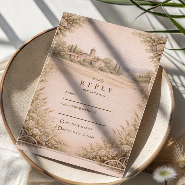 Cartons Réponse Mariage à la chapelle rustique de campagne (Créateur téléchargé)