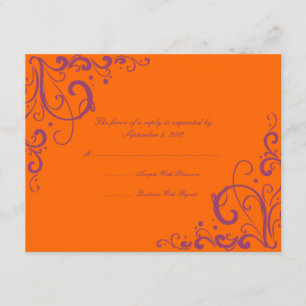 Cartons Réponse Mariage à la floraison violette et orange