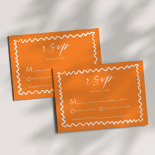 Cartons Réponse Mariage à la frontière ondulée Citrus Orange Capri