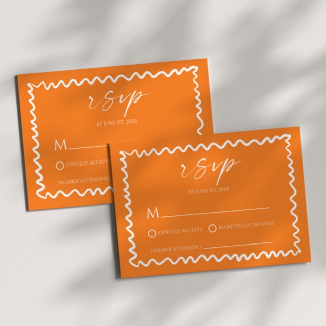 Cartons Réponse Mariage à la frontière ondulée Citrus Orange Capri (Créateur téléchargé)