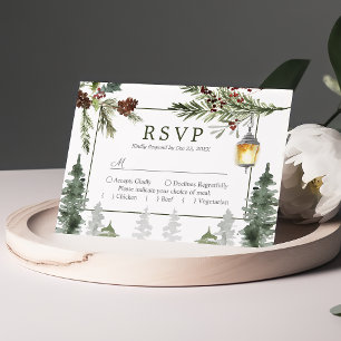 Cartons Réponse Mariage à la lanterne botanique des arbres de pin 