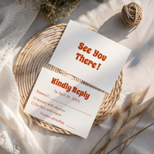 Cartons Réponse Mariage à la typographie orange brûlée rétro