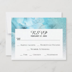 Cartons Réponse *~* Mariage à l'aquarelle bleu violet pailleté flo