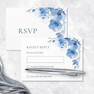 Cartons Réponse Mariage à l'aquarelle bleue