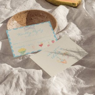 Cartons Réponse Mariage à l'aquarelle dessinée à la main dans le s