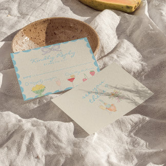 Cartons Réponse Mariage à l'aquarelle dessinée à la main dans le s
