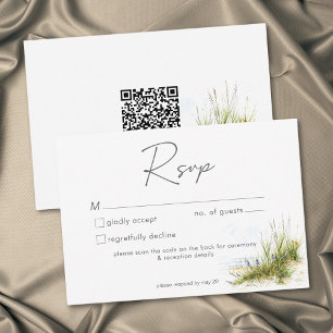 Cartons Réponse Mariage à l'aquarelle moderne de la plage côtière 