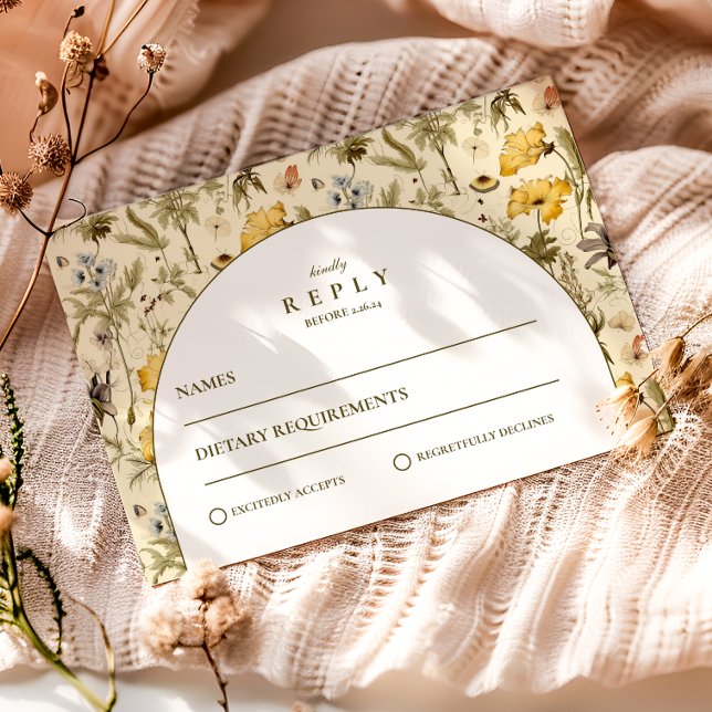Cartons Réponse Mariage à l'arche florale intemporelle (Créateur téléchargé)