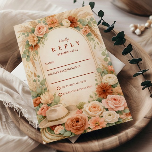 Cartons Réponse Mariage à l'arche florale rose (Créateur téléchargé)