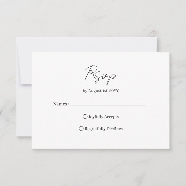 Cartons Réponse Mariage à l'écriture moderne (Devant)