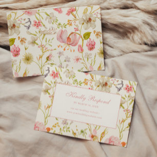 Cartons Réponse Mariage à motif floral vintage