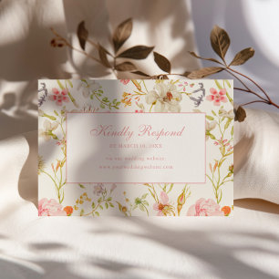 Cartons Réponse Mariage à motif floral vintage