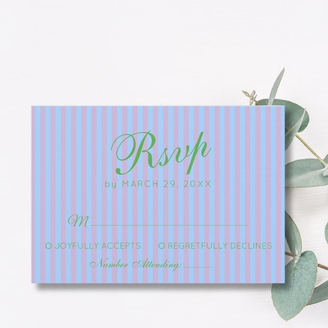Cartons Réponse Mariage à rayures roses bleues vert Citrus Rétro (Créateur téléchargé)