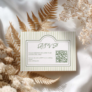 Cartons Réponse Mariage à rayures vert sauge