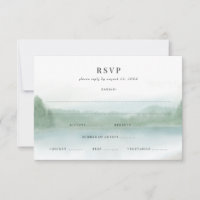 Mariage Abstrait Lac et Arbres Aquarelle Douce