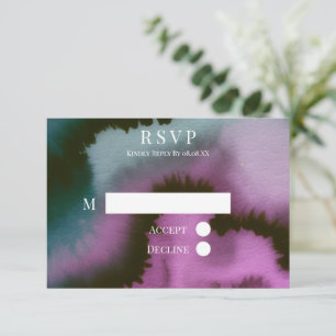 Cartons Réponse Mariage Abstrait Violet & Sarcelle Humeur