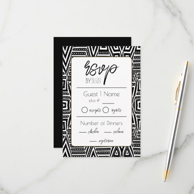 Cartons Réponse Mariage afro-américain (Devant/Arrière en situation)