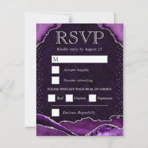 Cartons Réponse Mariage Agate Violet et Argent