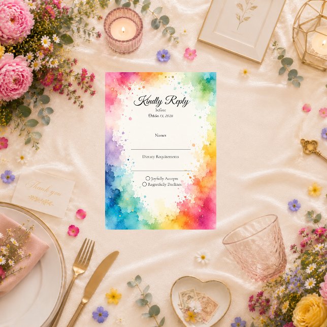 Cartons Réponse Mariage Aquarelle Coloré (Créateur téléchargé)