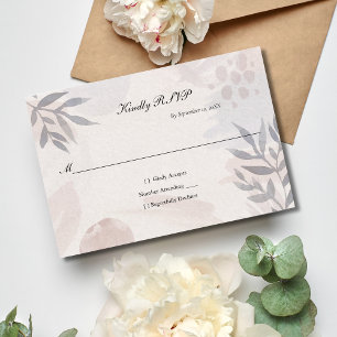 Cartons Réponse Mariage aquarelle de feuilles botaniques rose bleu