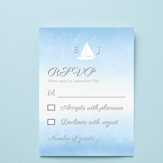 Cartons Réponse Mariage Aquarelle Eau Rejoint Ciel (Créateur téléchargé)