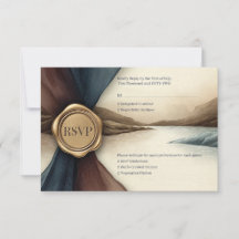 Mariage aquarelle ombré prune et bleu avec sceau