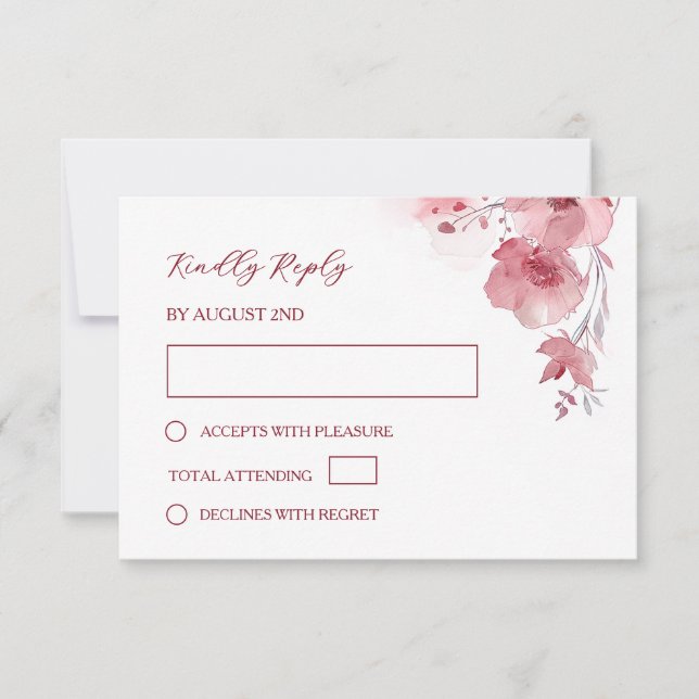 Cartons Réponse Mariage aquarelle rose poudré (Devant)