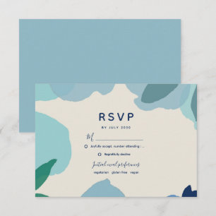 Cartons Réponse Mariage aquarelle rustique aux fleurs bleu poussiè