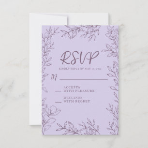 Cartons Réponse Mariage Art Botanique Lavande Violette 