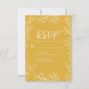 Cartons Réponse Mariage Art Botanique Ligne Or Jaune Blanc