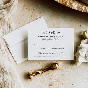 Cartons Réponse Mariage Art déco noir et blanc vintage