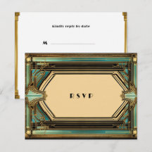 Mariage Art Déco Or Turquoise Noir