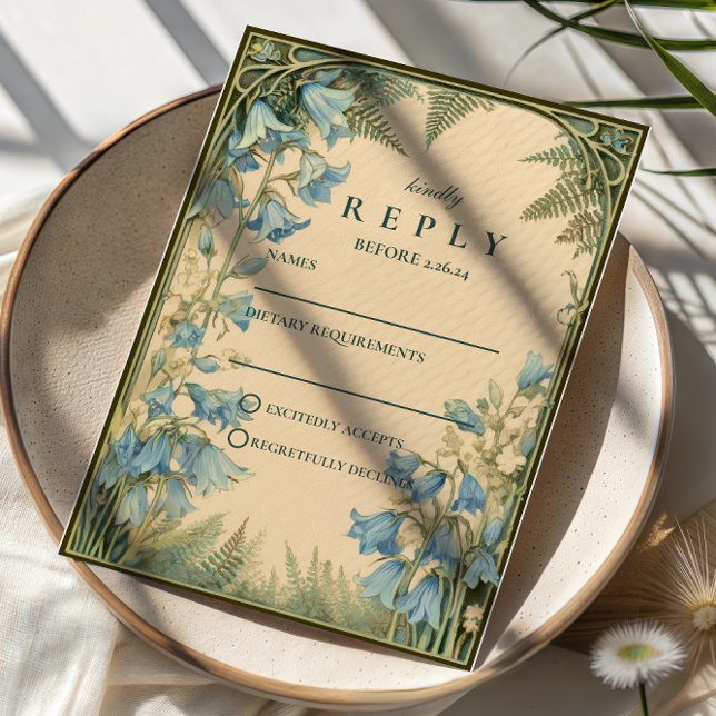 Cartons Réponse Mariage Art Nouveau Bleuet (Créateur téléchargé)