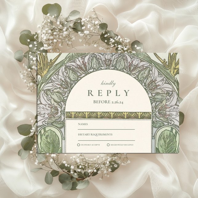 Cartons Réponse Mariage Art Nouveau d'Olive (Créateur téléchargé)