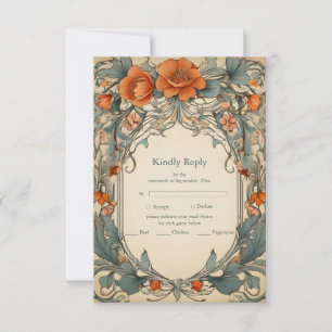 Cartons Réponse Mariage Art nouveau floral vintage