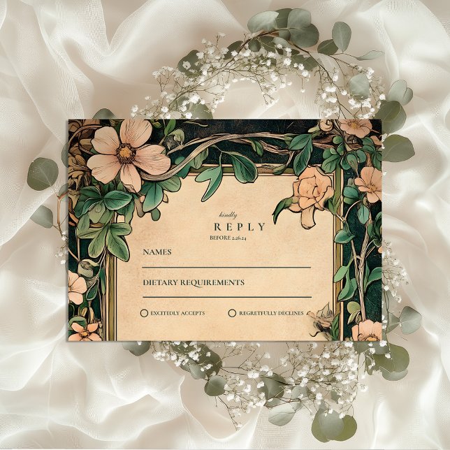 Cartons Réponse Mariage Art nouveau Ivory Bloom (Créateur téléchargé)