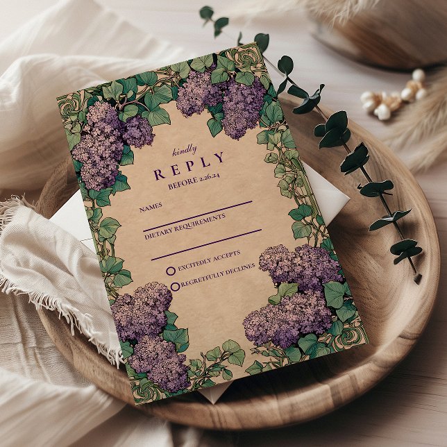 Cartons Réponse Mariage Art Nouveau Lilac (Créateur téléchargé)