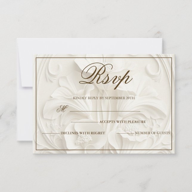 Cartons Réponse Mariage Art Nouveau Vintage en Ivoire  (Devant)