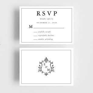 Cartons Réponse Mariage au blason de monogramme élégant