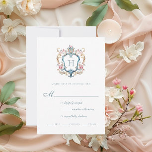Cartons Réponse Mariage au chandelier floral à monogramme vintage