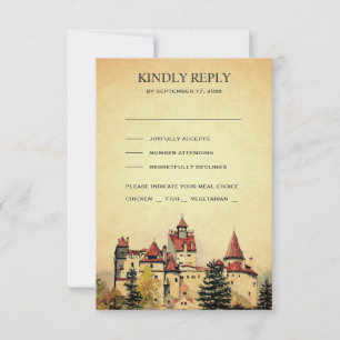 Cartons Réponse Mariage au Château Royal de Conte de Fées Vintage