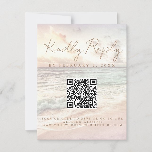 Cartons Réponse Mariage au coucher de soleil sur la plage Scan Cod (Devant)