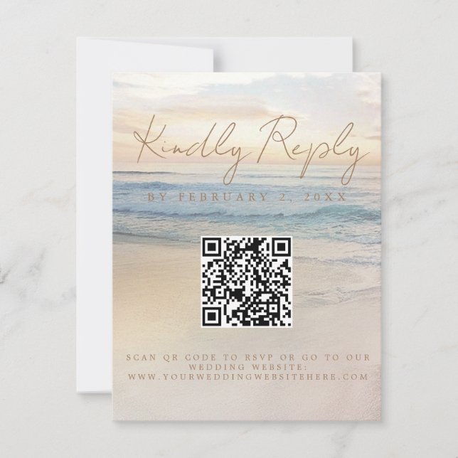 Cartons Réponse Mariage au coucher du soleil sur la plage Code Sca (Devant)