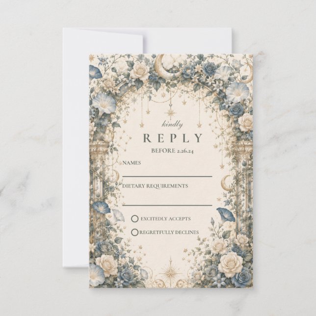 Cartons Réponse Mariage au Jardin Céleste Éthéré (Devant)