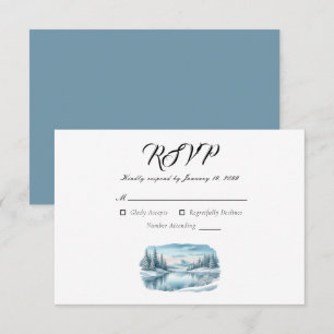Cartons Réponse Mariage au lac d'hiver de Snowy Mountain