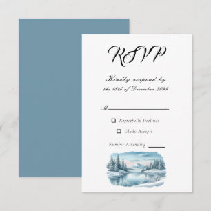 Cartons Réponse Mariage au lac d'hiver de Snowy Mountain