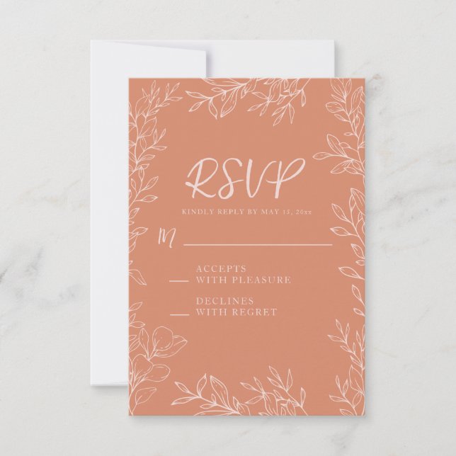 Cartons Réponse Mariage au style Boho Terracotta Blush (Devant)
