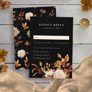 Cartons Réponse Mariage Automnal aux Feuilles Rustiques