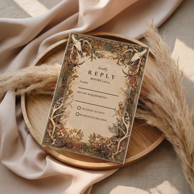 Cartons Réponse Mariage Automnal de Cerf Rustique (Créateur téléchargé)